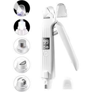 Dog & Cat Nail Clipper and Grinder 2 in 1,Rechargeable with Multiple Sanding Ports and Splash Guard. LED Light on Both Ends,Comes with a Screen to Display Power and Working Status