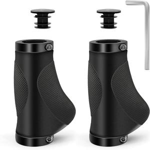 Bike Handlebar Grips Ergonomic Bike Grips 22.2mm Mountain Bicycle Handlebar Grips Double Lock on Comfortable Bike Grips with Anti-Slip for Scooter BMX MTB Beach Cruiser (Black(95mm+95mm))