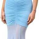 HTZMO Women Sexy Off Shoulder Bodycon Maxi Dress Strapless Ruched Wedding Guest Formal Party Long Dresses, Medium
