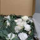 Ling's moment 9FT Spring Flower Garland for Backdrop Decorations - Wedding Arch Flowers, Eucalyptus & Rose, Artificial Floral Garland for Mantel - Sweetheart Table Decor for Reception, White & Sage