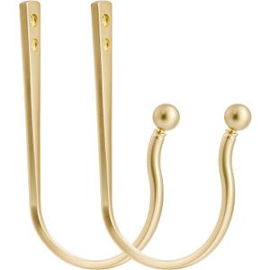 Mini Ball Curtain Holdbacks 2 Pack,Solid Zinc Alloy Wall Mounted Curtain Tiebacks & Hooks, Unique Shape Curtain Holders Modern Curtain Pull Backs for Drapes, Curtains,Brass
