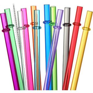 24 PCS, Reusable Straws with 4 Brushes, 10.5" Long Tritan Hard Plastic Straws, 12 Colors Translucent Replacement Drinking for 16OZ-32 OZ Tumblers, Cups, Jars, Stanley, YETI, Starbucks, BPA Free (Multicolor)
