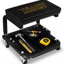 YELLOW JACKET Creeper Garage/Shop Seat, 250 LBS Capacity Rolling Padded Mechanics Stool Removal Seat with Tool Tray (Large)