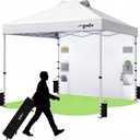 GVDV 10x10 Pop Up Canopy Tent with Pocket Sidewall, Beach Tent with One Push Setup, Outdoor Sun Shade for Events, Parties, Camping - Gazebo with Wheelbag and 4 Weight Bags, White, CP23
