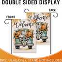 Artofy Welcome Fall Pumpkin Small Decorative Garden Flag, Autumn Thanksgiving Harvest Season Teal Truck Yard Lawn Outside Decor, Sunflower Leaves Burlap Outdoor Home Decoration Double Sided 12 x 18