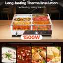 VEVOR Commercial Food Warmer, 1500W Electric Stainless Steel Steam Food Warming with Lid, 6-Pan Fast Heating Countertop Buffet Bain Marie with Power Cord, for Catering, Restaurant, Party & Buffets