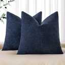 MIULEE Pack of 2 Decorative Throw Pillow Covers Soft Chenille Throw Pillows Solid Textured Cushion Covers for Couch Sofa Bedroom Living Room 20x20 Inch, Dark Blue