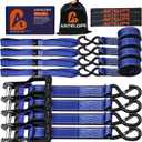 A ANTELOPE Ratchet Tie Strap Set of 4-5250 LBS Breaking Strength, 1.5" x 8' Ratchet Straps with 4 Soft Rings, Coated S-Hooks, and Soft Padded Handles for Secure Motorcycles, Trucks, Trailers (Blue)