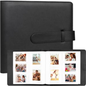 Veicevol 360 Pockets Photo Album for Fujifilm Instax Mini Camera, Album for Polaroid Photo, Leather Cover, Photo Album for Fujifilm Instax Mini 12 11 9 40 8 7 Evo LiPlay Camera,Black