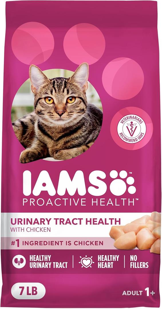 IAMS Proactive Health Dry Cat Food, Urinary Tract Health, Adult Cat Food Dry Recipe with Chicken, 7 lb. Bag (EXP 03/22/27)