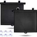 EcoNour Car Window Shades for Baby (2 Pack) - Upgraded | Shades for Side Window | Comes with Enhanced Suction Cups & Large Clips for Durability | Baby Car Accessories (18" x 20") (Black)