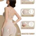QIJ Shapewear for Women High-Waisted Tummy Control Shorts Shapewear, Butt Lifter, No Roll Body Shaper Panty Beige (XL)