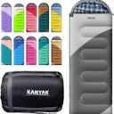 Camping Sleeping Bag, 32 Sleeping Bags for Adults Kids Teens Cold Weather Warm Sleeping Bag Winter for 3-4 Season Camping, Camping Gear Equipment, Traveling, and Outdoors (Grey & Light Grey)