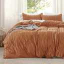 Bedsure Striped Tufted Duvet Cover King Size - Shabby Chic Duvet Cover, 3pcs All-Season Boho Bedding for All Seasons, Includes 1 King Duvet Cover & 2 Pillowcases (Pumpkin, King, 104"x90")