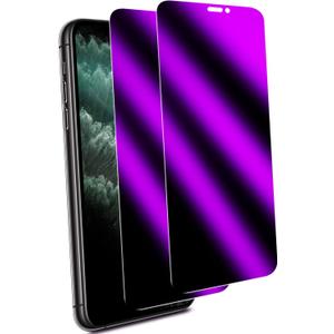 MAYtobe [2-Pack Privacy Screen Protector Designed for iPhone 11 and iPhone XR Anti-Blue Light Tempered Glass, Purple Anti-Spy, Eye Protection, Colorful Gradient