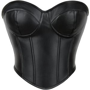 SHYMMUO Women Black Corset Tops Satin Summer Going Out Strapless Bustier Crop Top for Party,Gothic,Halloween Costumes (Small)