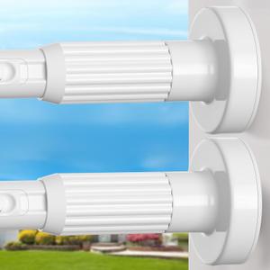 2Pack Extra Long Tension Rod 41-165inch Heavy Duty Tension Curtain Rods no Drilling Outdoor Curtain Rod for Patio,Doorway,Windows,Shower, Diameter 1.26inch White