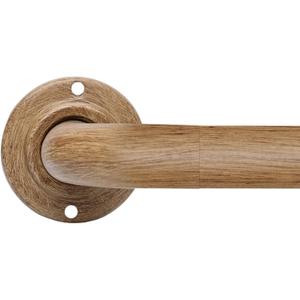 Wood Curtain Rods for Windows: 1 Inch Diameter Heavy Duty Adjustable Curtain Rod 48" to 84", Wood Grain Pattern Blackout Wrap Around Window Rod for Indoor and Outdoor,All Metal