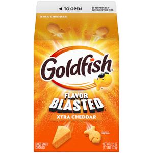 Goldfish Flavor Blasted Xtra Cheddar Cheese Crackers, 27.3 Oz Carton, BBD: 04/20/26