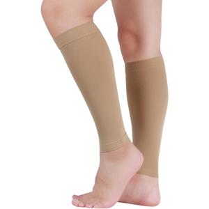Lin Performance Medical Calf Compression Sleeve for Women and Men, 20-30 mmHg Lightweight Footless Socks for Nurses, Pregnant, Travel and Flight, Varicose Veins, Post Surgery Recovery, Edema（Beige, XL）