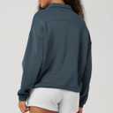 ODODOS Women's Modal Soft Cinchable Sweatshirts Half Zipper Funnel Neck Oversize Pullover with Pockets (Blue, M)