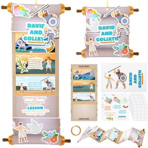 Tenceur 25 Sets David and Goliath DIY Craft Kit Christian DIY Stickers Scenes Crafts Hanging Ornament for Adults Religious Home Activity