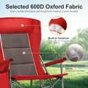 LET'S CAMP Oversized 29.52" High Back Camping Chairs Heavy Duty Lawn Chair Support 500LBS, Collapsible Chair with Cup Holder, Side Pocket,2 Pack(Red)