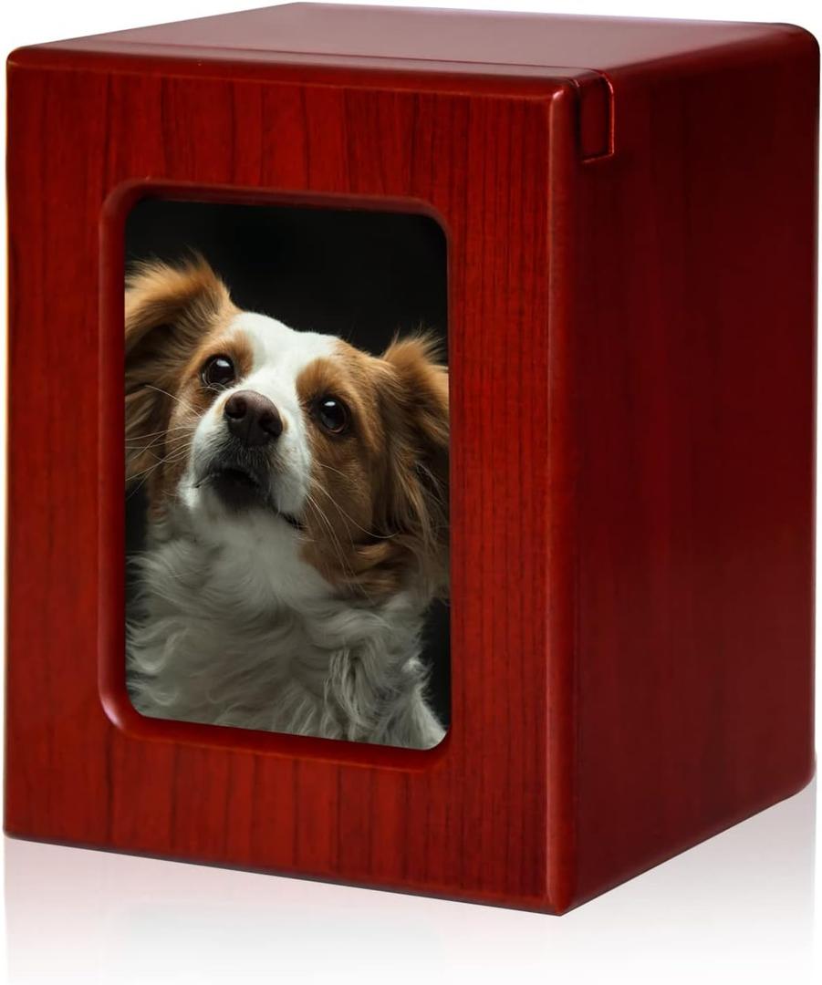 PCS Pet Urns for Dogs Ashes, Dog Photo Urn, Urns for Dog Ashes, Pet Cremation Box Red-Small (S(0-25lbs))
