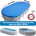 16x10 FT Oval Pool Cover for Above Ground Pools,Solar Oval Pool Cover Protector with Drawstring for Cold and UV Resistant,Dustproof -All-Weather Protection (Only Cover, Not Include Pool)