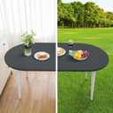 NEWISHER Fitted Oval Tablecloth 48 x 68 Inch Elastic Table Cloth, Stretch Spandex Table Cover Grey Washable Polyester Top Cap Cover for Dining Picnic Camping Indoor and Outdoor