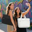 Tote Bag for Women, 15.6 Inch Laptop Bag, Large Quilted Work Shoulder Bag Ultra Lightweight Puffer Handbag for Travel (23L, Beige)