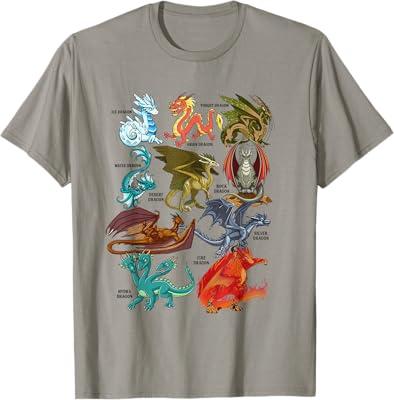 Awesome Dragon Lovers Types of Dragons TShirt, Size Large