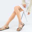 UTENAG Women's Comfortable Walking Flat Sandals Arch Support Ankle Strap Strappy Sandals (White)