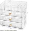 Clear Makeup Organizer with 3 Drawers, Bathroom Organizer and Storage, Ideal for Desk and Dresser Vanity Countertop, Great for Cosmetics, Skincare, Perfume,Toiletry
