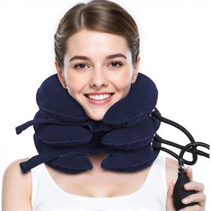 Neck Stretcher, Cervical Traction Device, Neck Traction Device for Neck Pain Relief, Adjustable Inflatable Neck Stretcher Cervical Traction and Neck Brace, Neck Decompression Home Use (Blue)