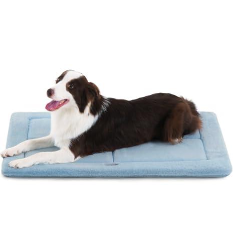 MADE 4 PETS Dog Crate Pad Bed for Medium Large Dogs, Washable & Reversible, Anti-Slip Kennel Mat for Cozy Sleeping, Soft Fluffy Dog Bed for Indoor & Outdoor Use, 35"x23", Blue