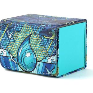 Deck Box for MTG Cards, Trading Commander Deck Case Holds 120+ Sleeved Cards, PU Leather Magnetic Collectible Card Storage Box Fits for TCG Magic Card (Blue)