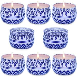 Outdoor Citronella Candles 4.4oz Natural Soy Wax for Patio Porch in Summer, Pack of 8