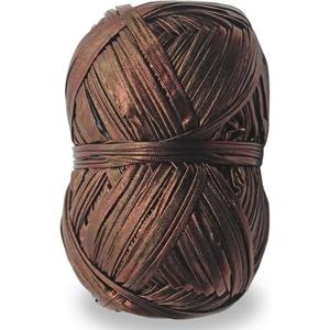 Metallic T-Shirt Yarn 140 Yards Knitting Fabric Crochet Cloth Shiny Tshirt Yarn for Crocheting Beginners DIY Hand Craft Bag Blanket Cushion Projects (Copper)