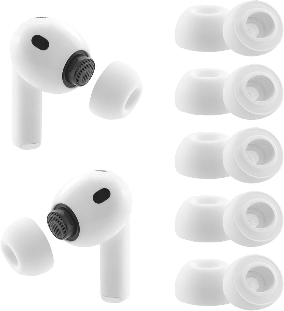 NANLANFAN Replacement Ear Tips for AirPods Pro 3rd Generation 2025 Wireless Earbuds, Soft Silicone Ear Tips, Fit in The Charging Case, 5 Pairs (White, M)