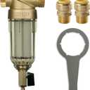 iSpring WSP-50 Reusable Whole House Spin Down Sediment Water Filter 50 Micron, 1" MNPT + 3/4" FNPT w/Push to Connect Fittings