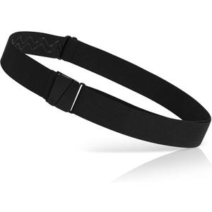 ONE-BELT No Show Invisible Elastic Belts for Women & Men 1.30" inch adjustable Non Slip Zero Bulk. Designed in USA. (Standard (Fit Waist Size Up to 50"), New Matte Black Buckle - Black)