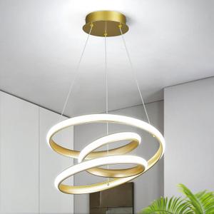 Modern Pendant Lights Gold Pendant Light Irregular Streamline LED Chandelier Adjustable Height Pendant Lighting for Kitchen Island Dining Room Bedroom Living Room Corridor Hallway Foyer