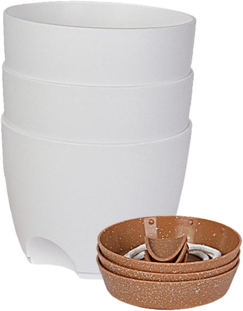 3Pcs Self Watering Indoor Flower Pots Automatic Watering Planter with Detachable Cotton Wick for Easy Plant Care Balcony Desk Decoration