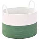 Degeyoyo Extra Large Toy Basket, 20"x13" Kids Toy Storage for Playroom Classroom Nursery, Woven Rope Blanket Basket with Handles, Stuffed Animal Organizer & Dog Toys Basket, Green
