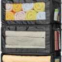 Suitcase Organizer, Travel Luggage Organizer Hanging Shelves Packing Cube Closet/Collapsible Portable Travel Organizer for Carry-on (Medium, Black-M-3 Tier)