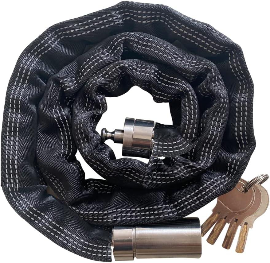 FIGODE Stainless Steel Chain Lock with 4 Same Keys, Rustproof Lock and Chain, Marine Grade Lock for Bike, Moto, Scooter, Boat, Truck and Door. Anti-Theft – 110 CM Long Chain