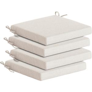 Goodgoods 18.5 x 18.5 Outdoor Chair Cushions Set of 4, Fade-Resistant & Water-Resistant Patio Seat Cushion Pads with Ties, 30D High-Resilience Foam for Dining Room Kitchen Chairs, Almond