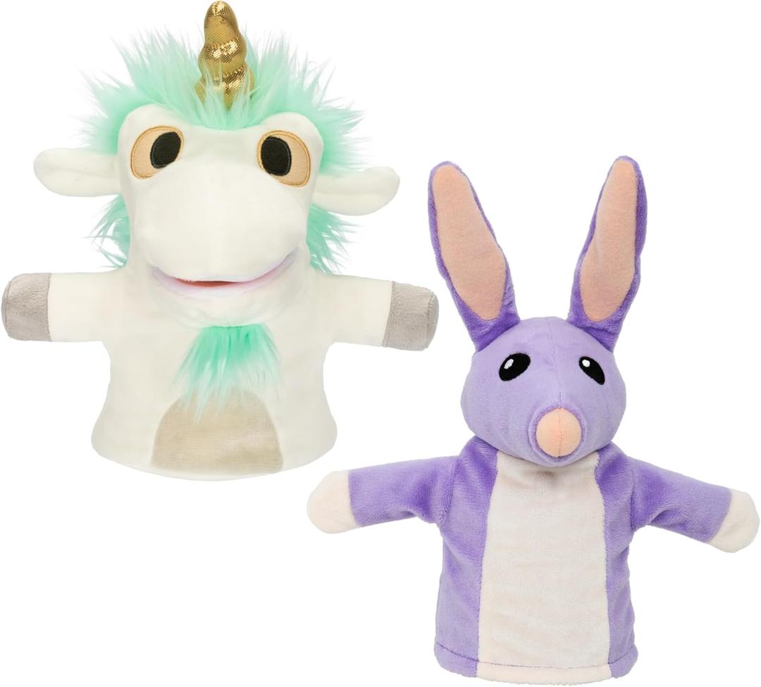 Bluey Unicorse & Bob Bilby Hand Puppet Plush 2-Pack 8-9 Soft Deluxe Fabric, Embroidered Details, Perfect for Toddler Hands, Imaginative Play, Official Bluey Toys