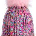 Alepo Kids Winter Beanie Hat, Children's Warm Fleece Lined Knit Thick Ski Cap with Pom Pom for Boys Girls (Mix Rainbow)